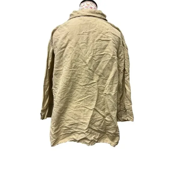 🌾 Ashley Stewart 22W Beige Linen Blend Button Up Shirt – Plus Size Top - Picture 4 of 5